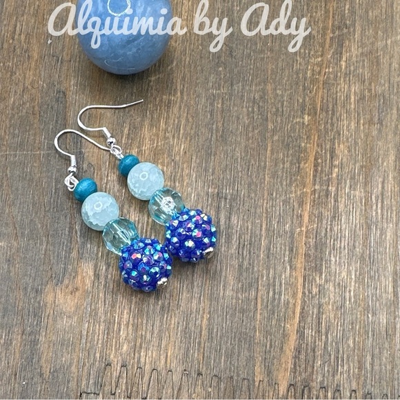 Alquimia by Ady Blue and Silver Earrings - Picture 1 of 4